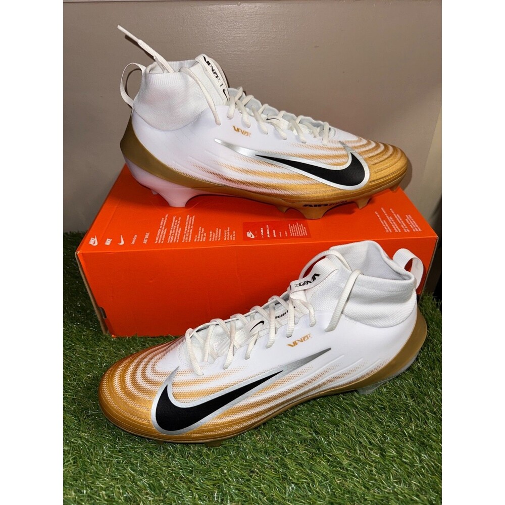 Size 14 Nike Zoom Air Vapor Pro 1 Football Cleats White Metallic Gold FB3298-103